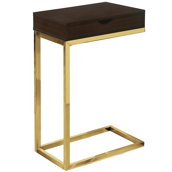 Monarch Specialties Accent Table - Espresso / Gold Metal With A Drawer I 3236 - main